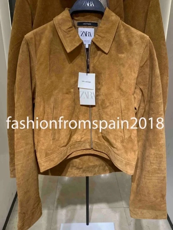 Zara GENUINE SUEDE LEATHER JACKET. Light Camel. Size XXL. New with Tags - Picture 7 of 7